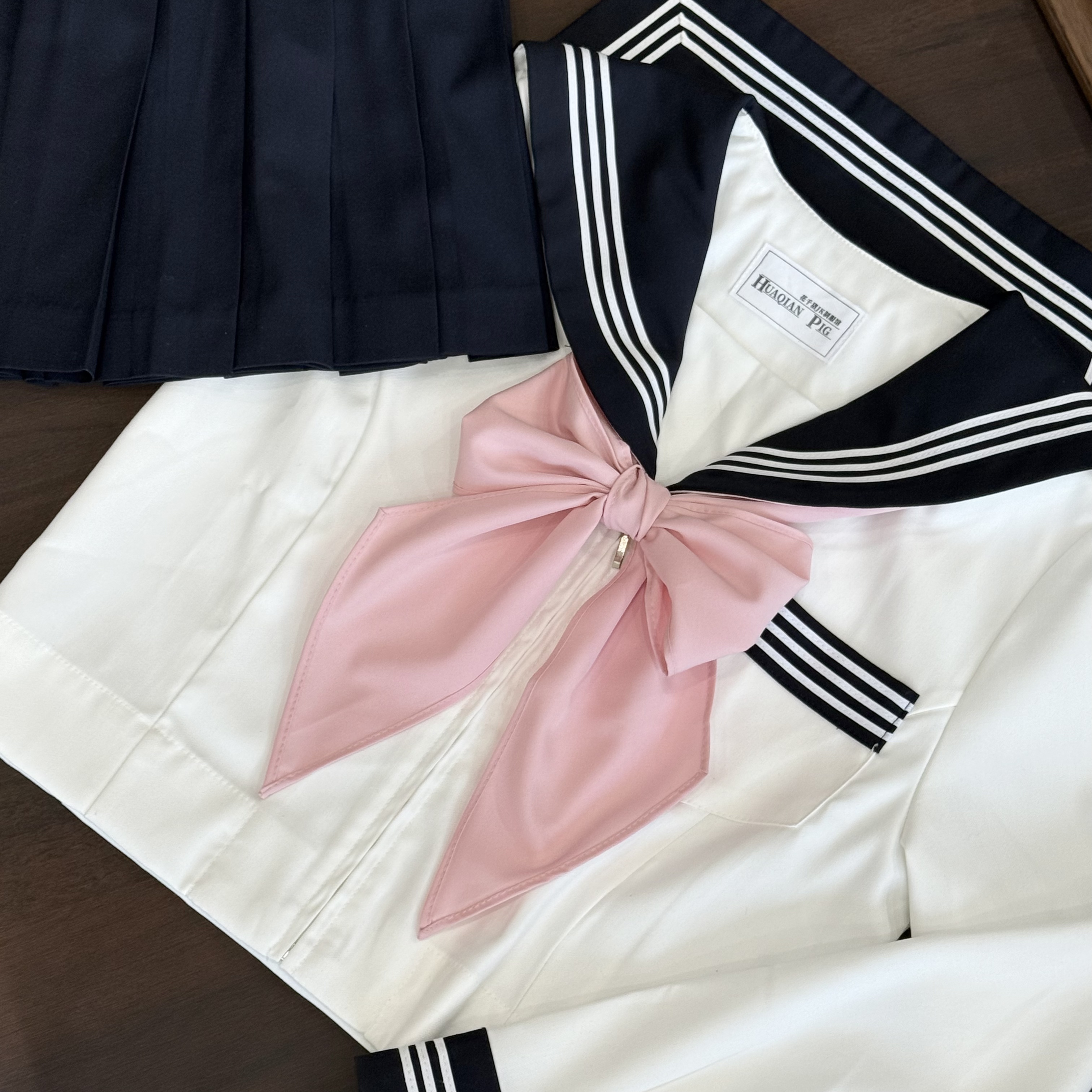 花千猪JK 纯色领巾              水手服三角巾/直条巾日系百搭款 - 图1