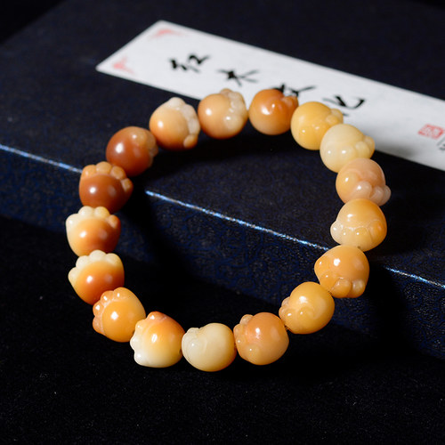 炭烧菩提渐变色莲花方糖猫爪绕指柔盘玩手串饰品礼物白玉菩提 - 图0