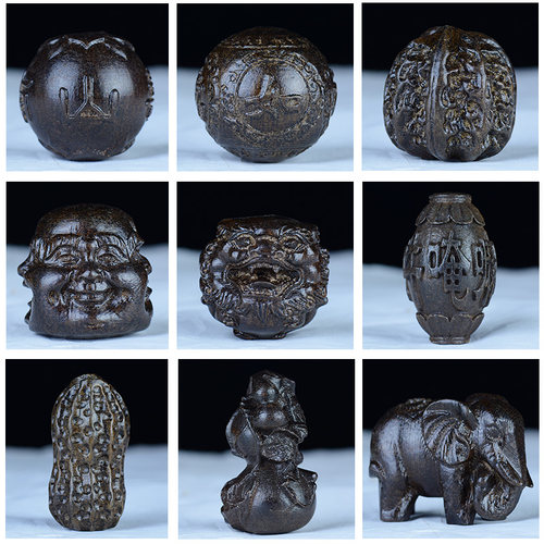 皮黑木精雕创意小把玩上色手把件小挂件黑檀木文玩工艺品摆件 - 图0