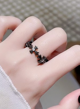 欧美朋克暗黑风十字架个性小众戒指无性别风时尚情侣指环情侣对戒