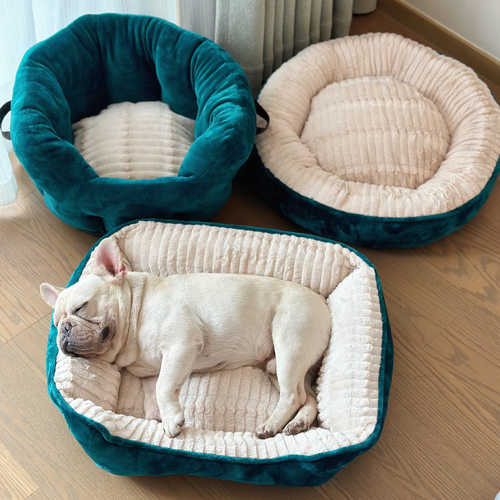 祖母绿狗窝猫窝提手深度睡眠四季宠物床沙发狗垫子保暖秋冬加厚 - 图1
