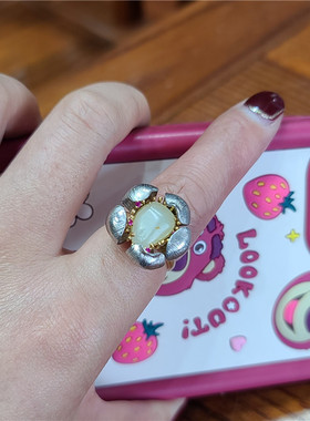 小石头和田玉戒指123369