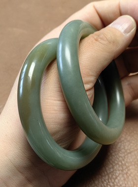 和田玉沙枣青籽料～胖圈手镯 新疆和田玉吊坠挂件玉石W