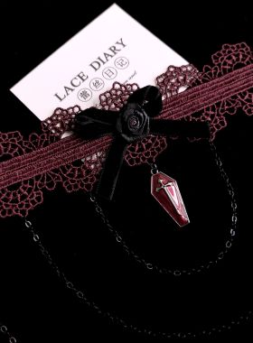 原创手作暗黑系安哥拉红哥特风歌德系颈圈项链颈链锁骨链脖颈链