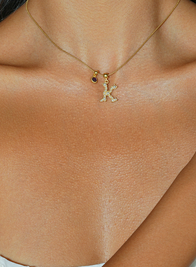 DINN DINN DESIGN vintage系列DIY贝珠字母吊坠百搭时尚轻奢锁骨