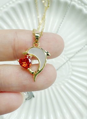 2025新款海豚项链海洋元素饰品钛钢首饰小众气质锆石镶嵌送礼