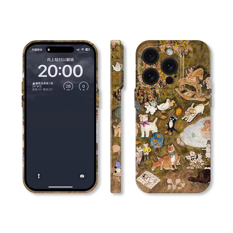 油画动物乐园 适用iPhone15pro/14p手机壳华为nova12畅享60pro软OPPOreno9vivos18可爱IQOO10小米13/14保护套