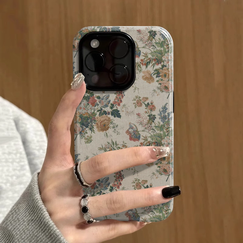 ins复古风碎花适用iphone15苹果手机壳16pro防摔13promax12菲林二合一14Pro小米华为荣耀OPPOvivo11Xsma软壳 - 图1
