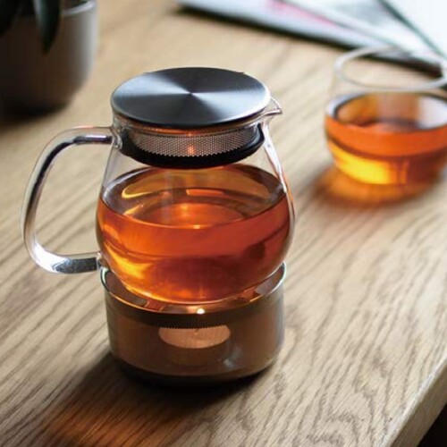 日本进口KINTO茶壶加热底座 不锈钢蜡烛台玻璃杯保温座花茶暖茶炉 - 图0