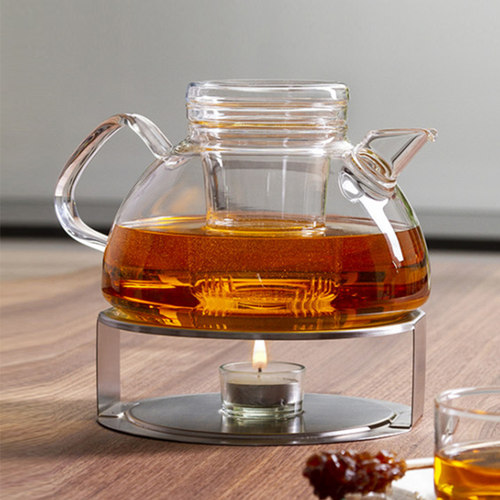 日本进口KINTO茶壶加热底座 不锈钢蜡烛台玻璃杯保温座花茶暖茶炉 - 图3