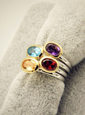 crj-北欧极简天然托帕瑞士蓝戒指