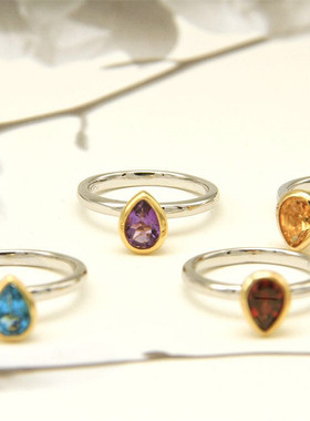 闺蜜屋极简叠戴天然石榴石水晶