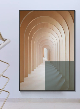 建筑抽象风样板铝合金框装饰画