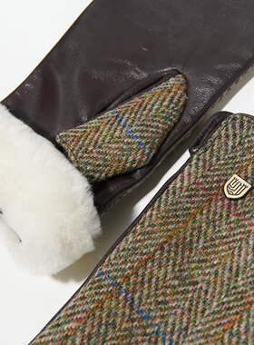 英国苏格兰Islander代理直营Harris Tweed®羊毛格纹英伦手套女款