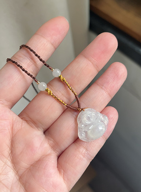 手工编织高档精致细女锁骨链项链可挂玉佛公黄金锁平安扣可调节