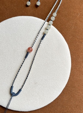 手工编织天然和田玉南红玛瑙女项链绳中长款可挂蜜蜡和田玉等吊坠