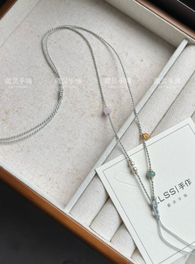 原创新中式清冷感女细项链可调节百搭可挂翡翠平安扣佛水晶吊坠