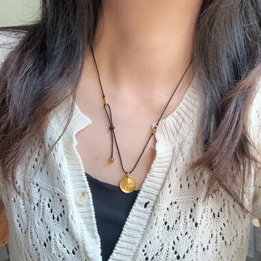 藏灵手绳原创免绑手工编项链绳挂黄金锁吊坠挂绳女毛衣链锁骨链绳