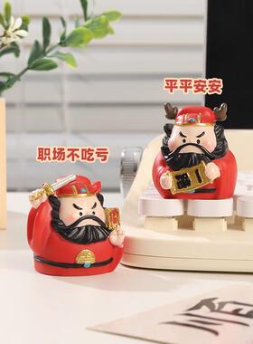 中式钟馗树脂摆件创意工位解压守护神装饰小摆件车载屏幕招财摆设