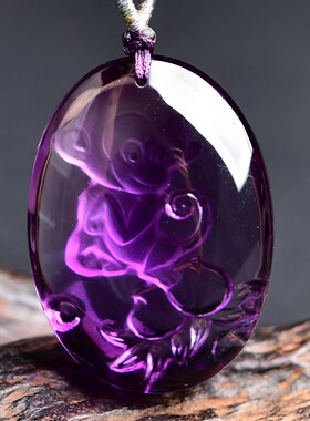 紫水晶生肖属猴无事牌吊坠本命年