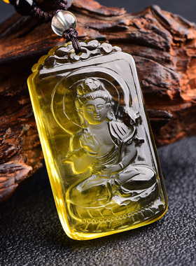 生肖马天然黄水晶大势至菩萨吊坠