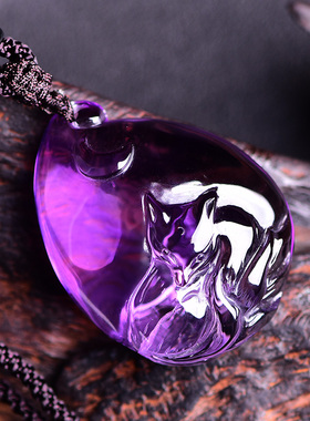 天然紫水晶狐狸狐吊坠九尾狐项坠