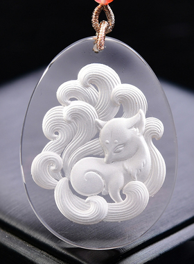 白水晶九尾狐吊坠桃花小狐狸项链