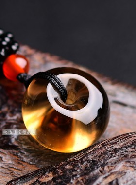 橘黄晶平安扣吊坠厚装面包怀古扣