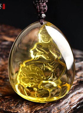 橘黄水晶文殊菩萨项链属兔守护神