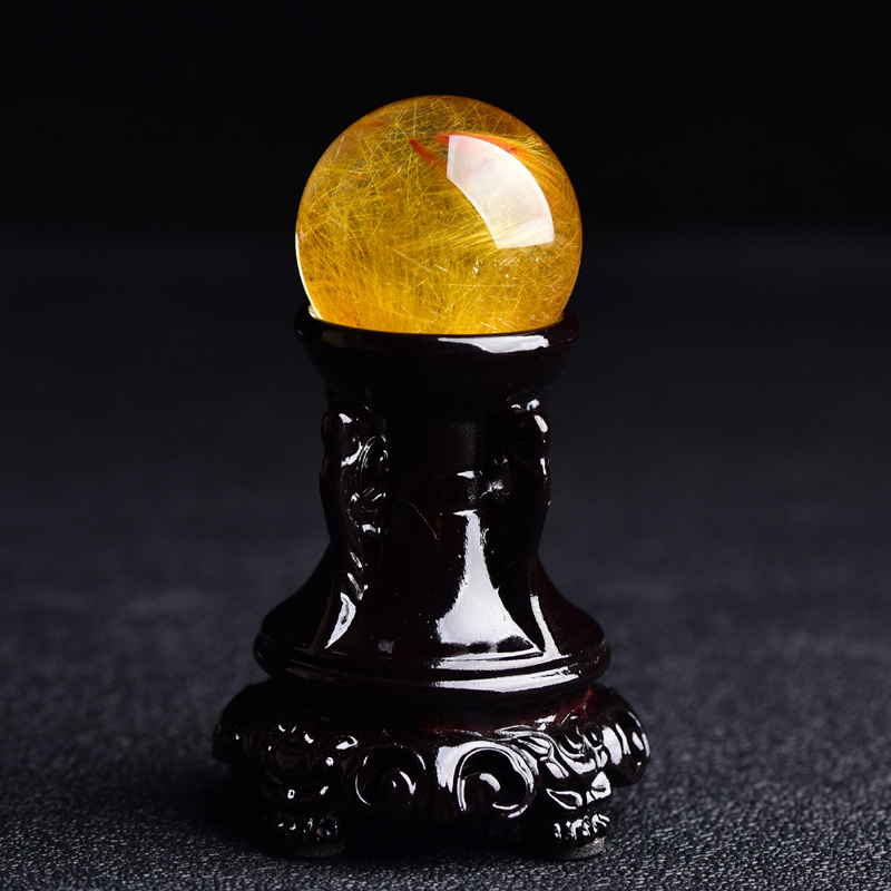 礼物天然金发晶摆件水晶发晶球摆件有求必应一发冲天 水晶球礼物