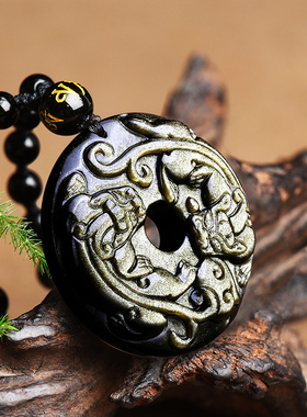 天然金曜石貔貅吊坠五行属土饰品