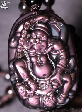 黑曜石天师钟馗吊坠降伏魔钟馗牌