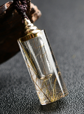 发晶噶乌盒天然水晶吊坠舍利塔