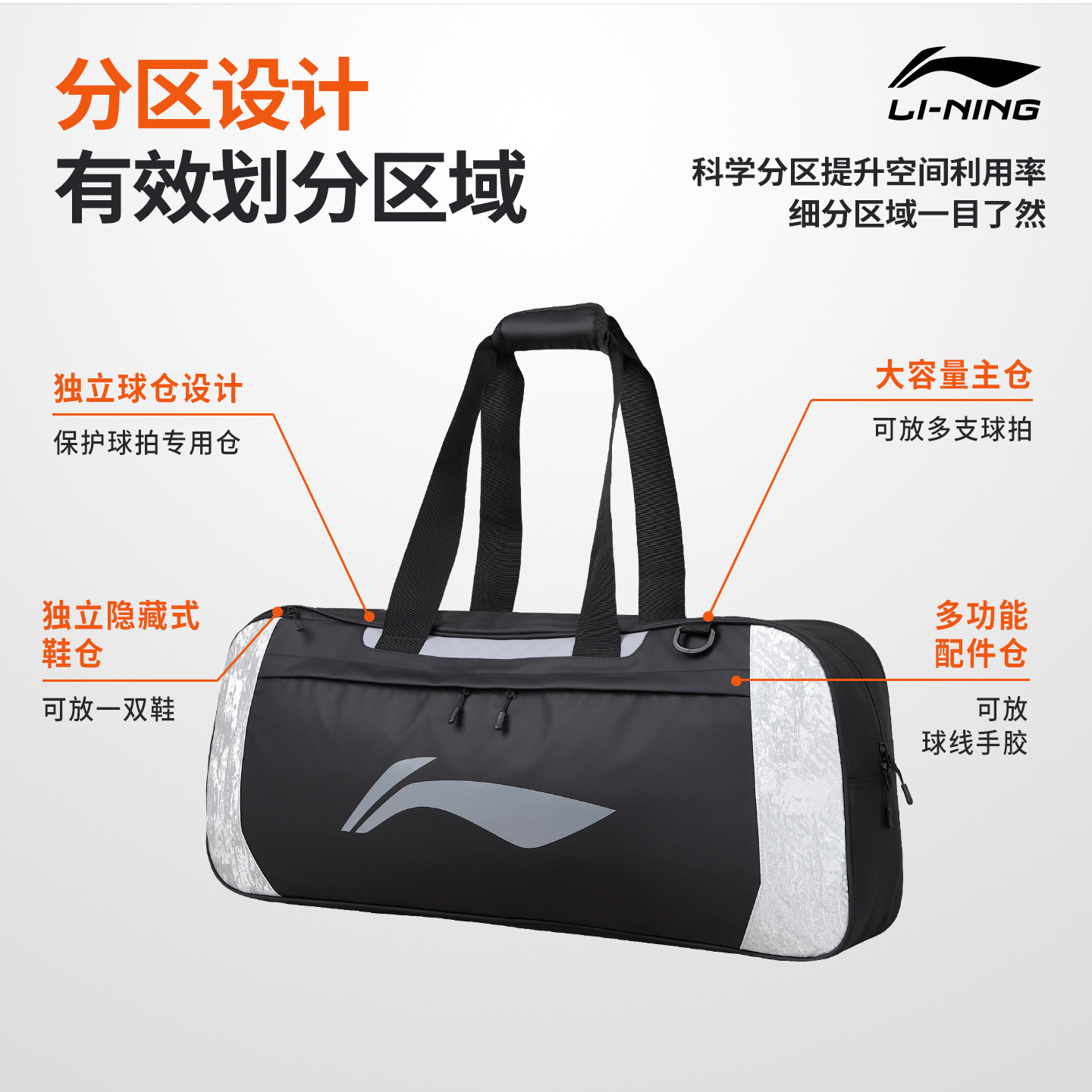 Li Ning carry bag badminton bag large capacity sports bag 2026 new men's and women's badminton racket dedicated shoulder bag