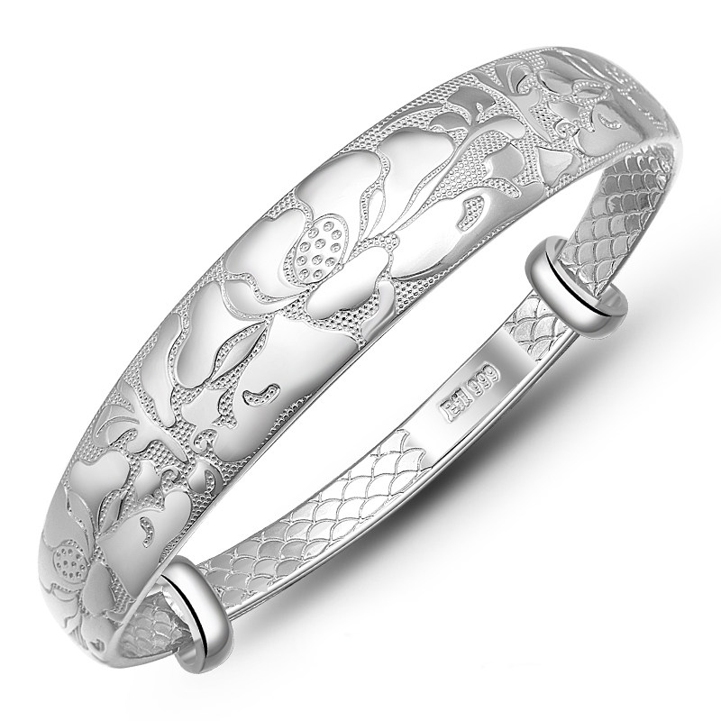 银镯子妈妈款9999足银手镯 银意坊手镯