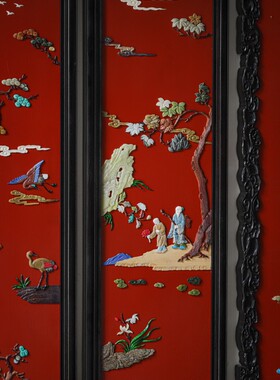 百宝嵌挂屏四条屏别墅豪宅会所酒店茶室画室书房家居红木装饰挂画