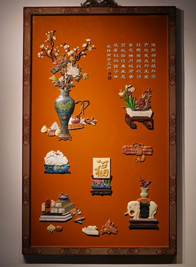 百宝嵌宫廷挂屏别墅豪宅会所酒店茶室画室书房家居红木装饰挂画