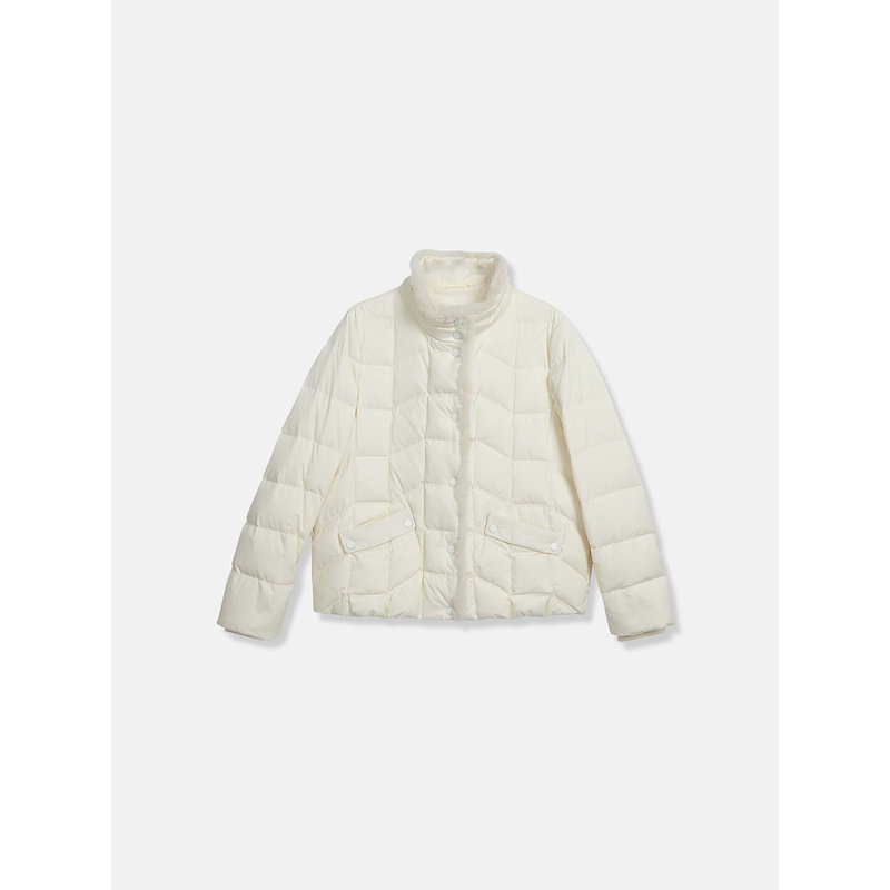 YINER音儿专选女装秋季法式短款轻薄保暖水貂毛包边立领羽绒服,淘宝优惠券,粉丝福利购,淘宝优惠卷