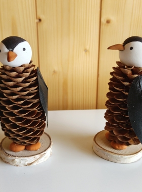 松果企鹅自然环创手工DIY材料包成品亲子作业民宿森系装饰摆件