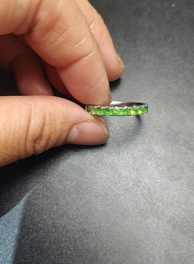 天然沙弗莱戒指18k金镶精品超闪耀简约百搭款