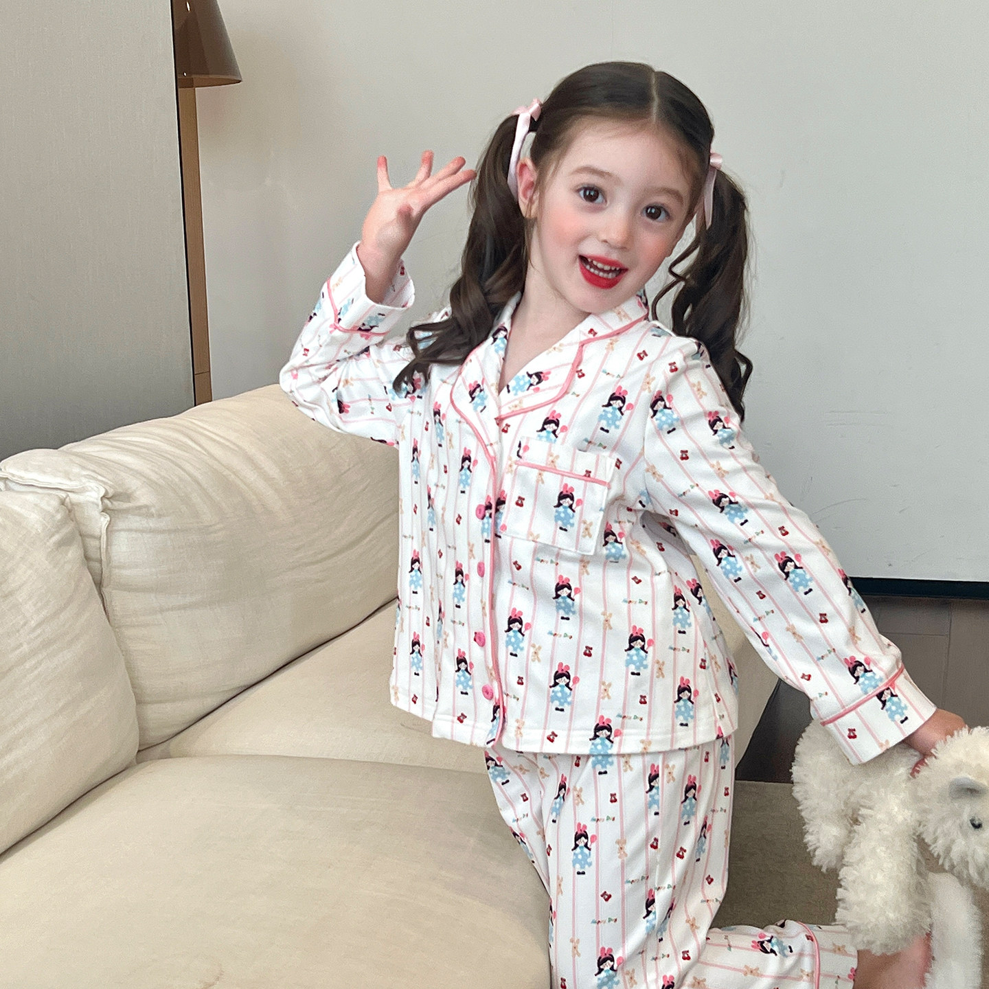 栀了成长记童装女童百搭舒适家居服套装秋季儿童宝宝可爱卡通睡衣,淘宝优惠券,粉丝福利购,淘宝优惠卷