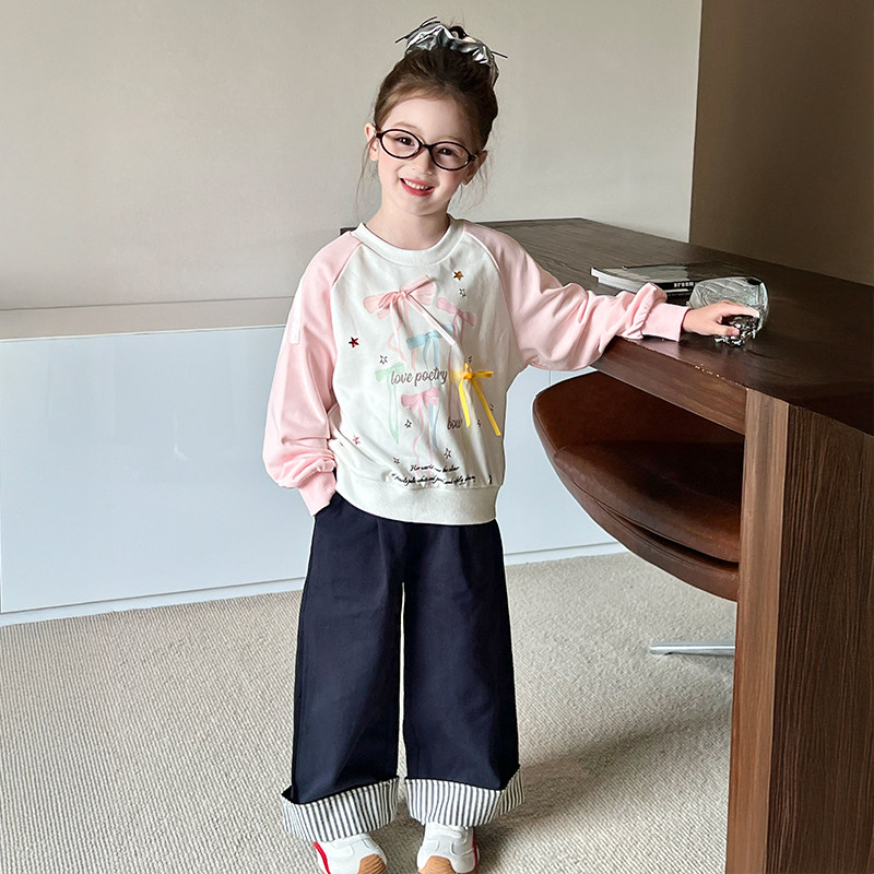 栀了成长记童装女童韩版休闲撞色直筒裤春秋新款儿童百搭卷边裤子,淘宝优惠券,粉丝福利购,淘宝优惠卷