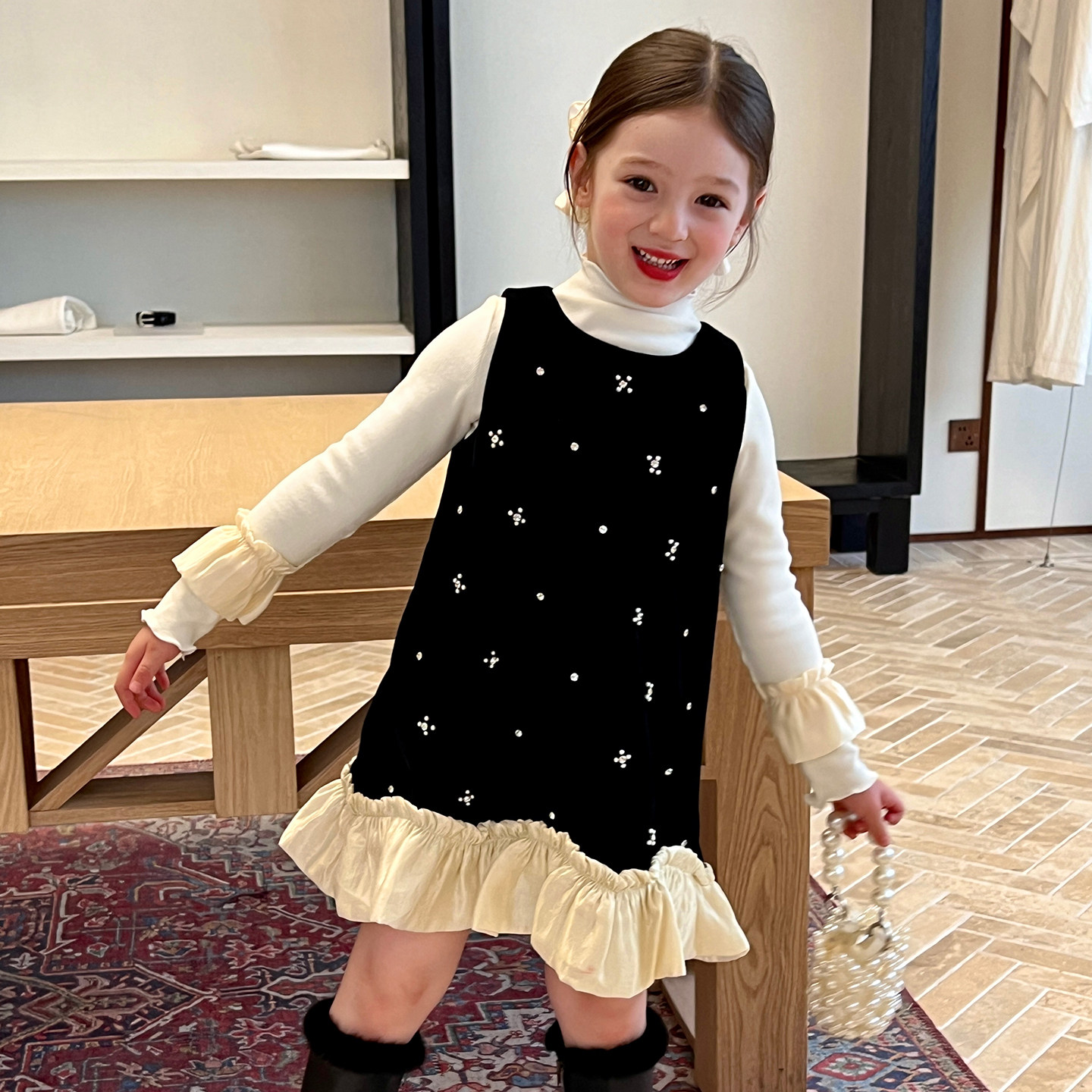 栀了成长记童装女童小香风丝绒连衣裙秋季儿童宝宝时髦加绒背心裙,淘宝优惠券,粉丝福利购,淘宝优惠卷