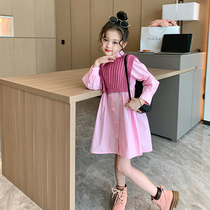 Original Girls Academy Wind Shirt Dress 2023 Spring Autumn New Baby Boy Clothing Children Sweet dress Two sets