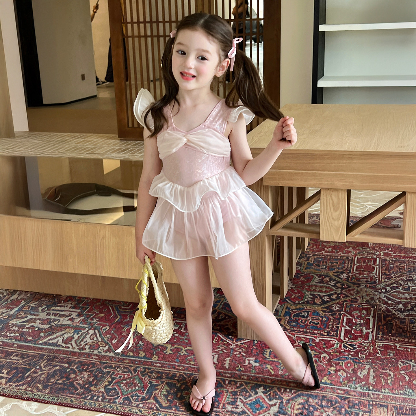 栀了成长记童装女童甜美可爱欧根纱连体泳衣儿童宝宝公主游泳衣,淘宝优惠券,粉丝福利购,淘宝优惠卷