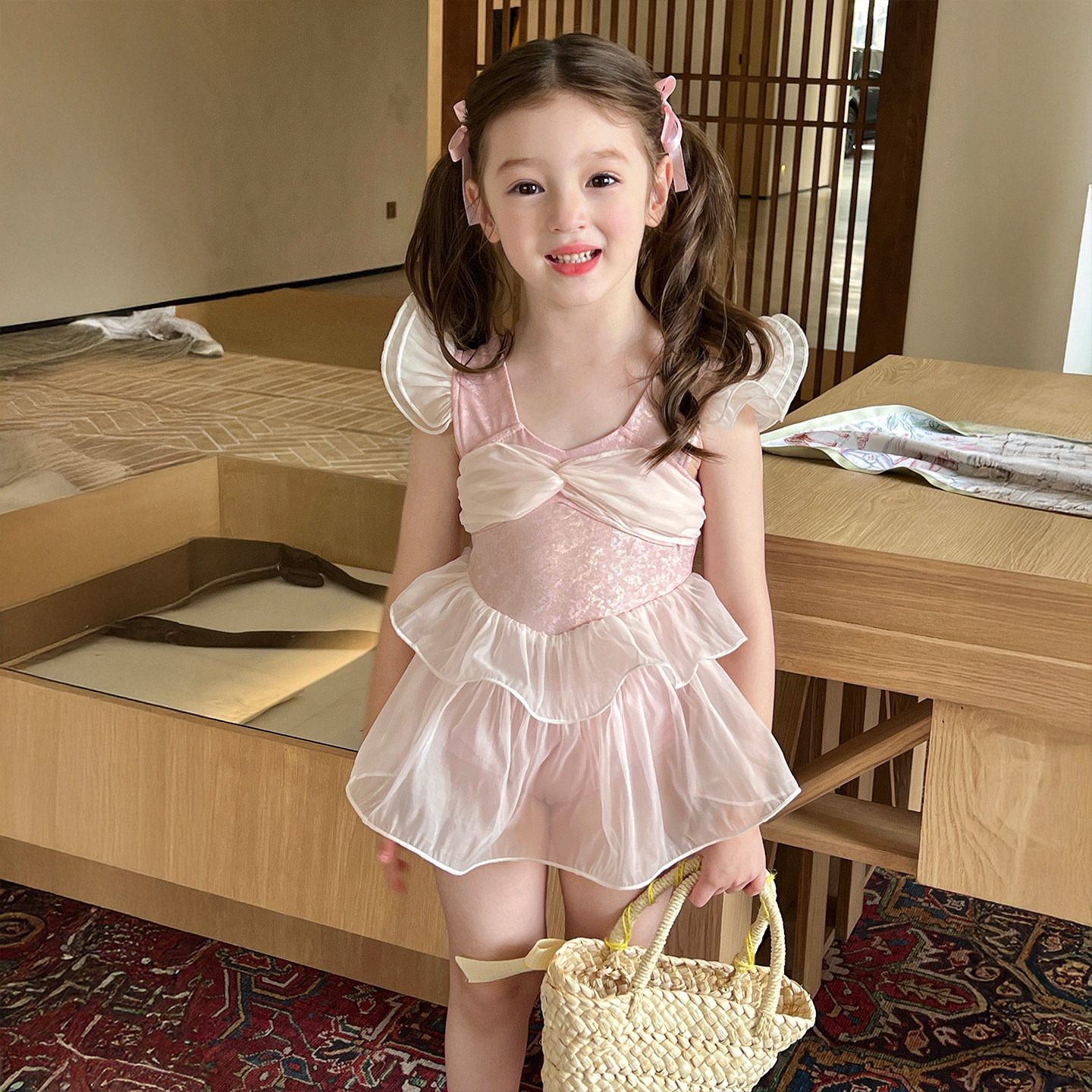 栀了成长记童装女童甜美可爱欧根纱连体泳衣儿童宝宝公主游泳衣,淘宝优惠券,粉丝福利购,淘宝优惠卷