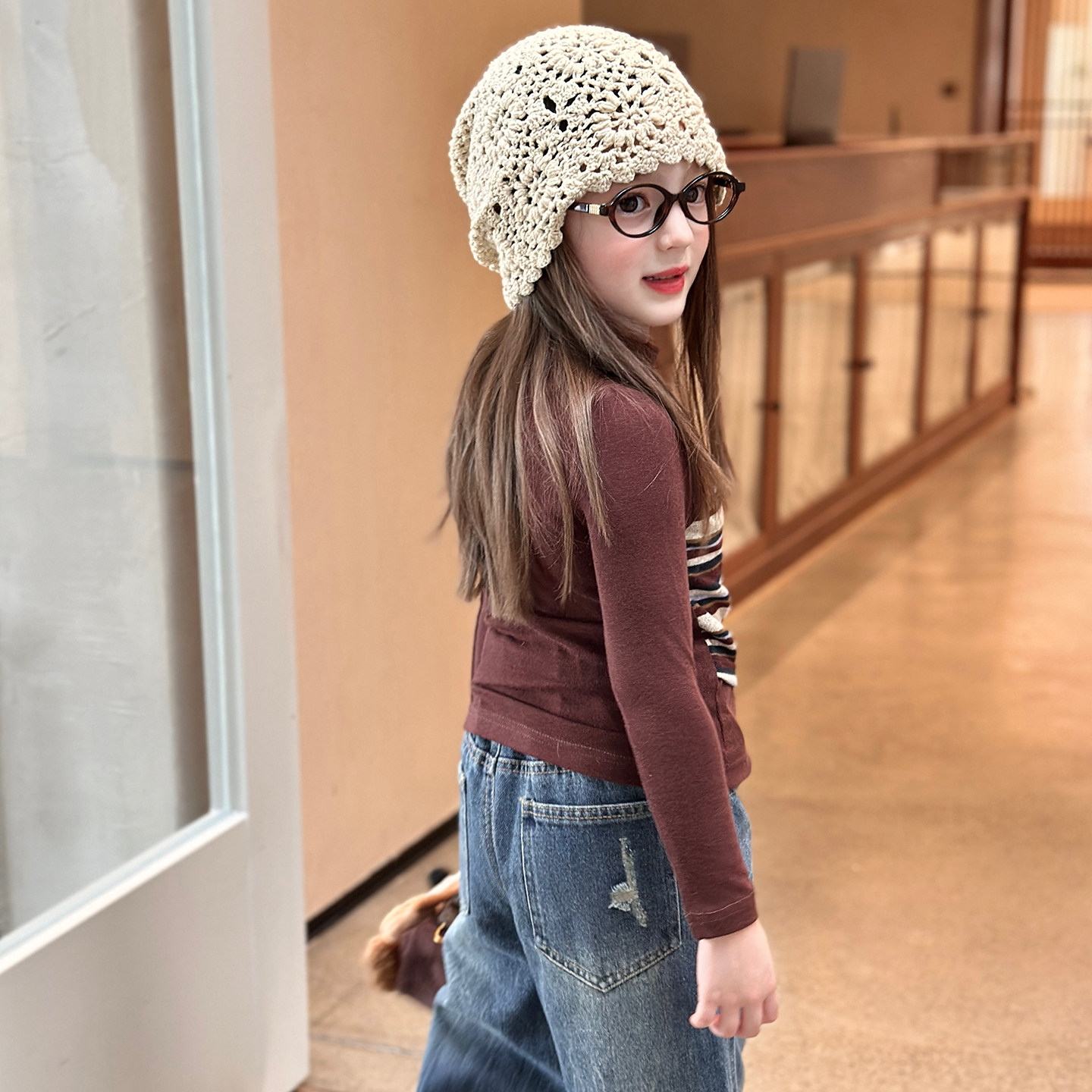 栀了成长记童装女童设计感仿羊绒条纹上衣2026春季儿童假两件T恤,淘宝优惠券,粉丝福利购,淘宝优惠卷