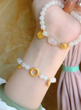 天然保真和田白玉手链