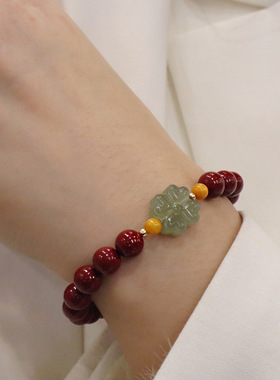 高含量原矿朱砂手串女和