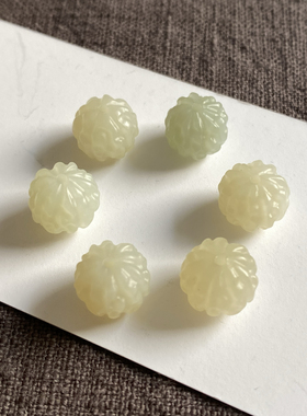 和田玉 新疆青黄口 玉金刚单珠 顶珠腰珠配珠背云顶珠 弟子珠